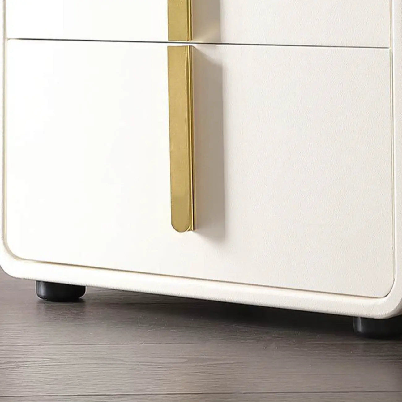 Modern Bedside Table – Faux Leather White Nightstand Image - 6 | homeyfad