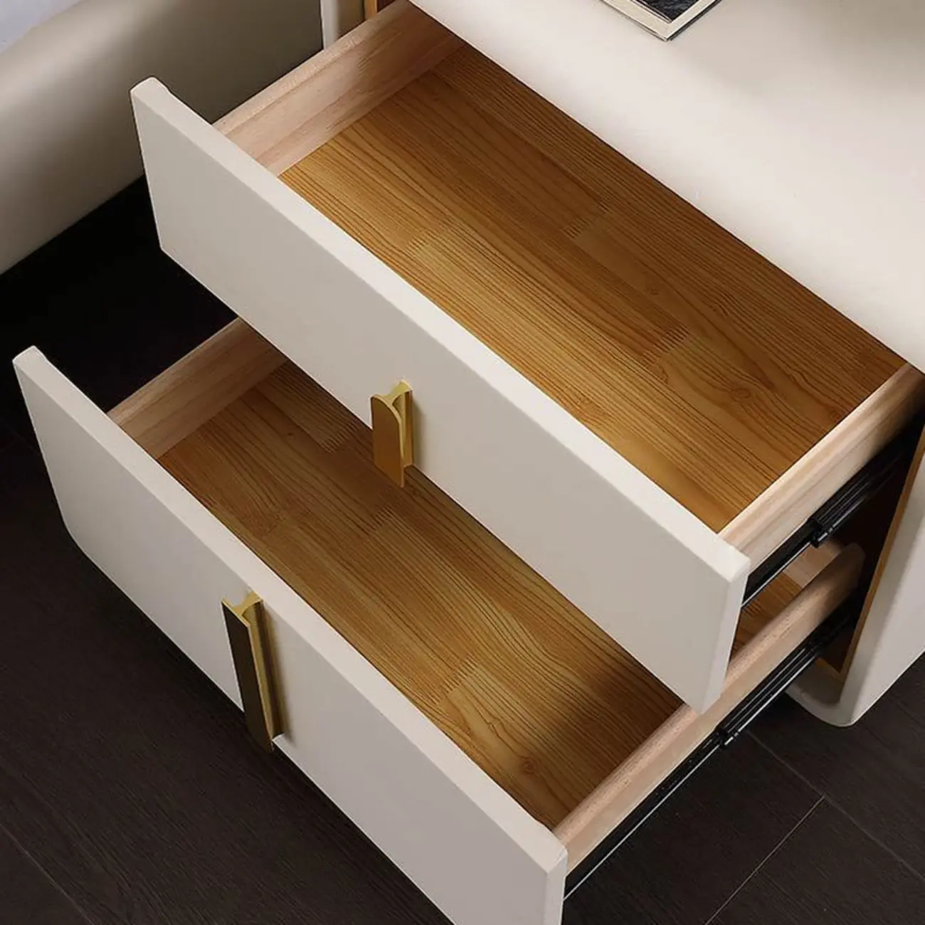 Modern Bedside Table – Faux Leather White Nightstand Image - 8 | homeyfad