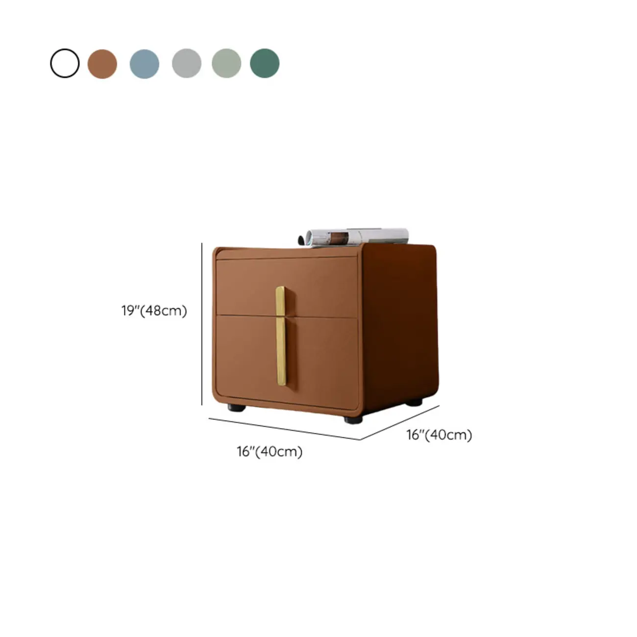 Modern Bedside Table – Faux Leather White Nightstand #size