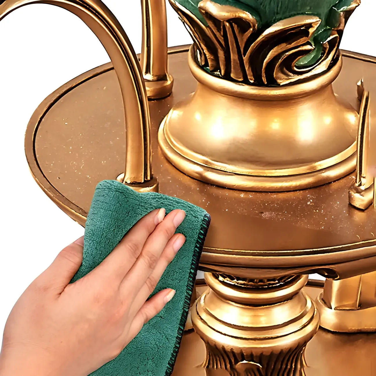 Luxurious Vintage Brass Floral Glass Crystal Chandelier Image - 12