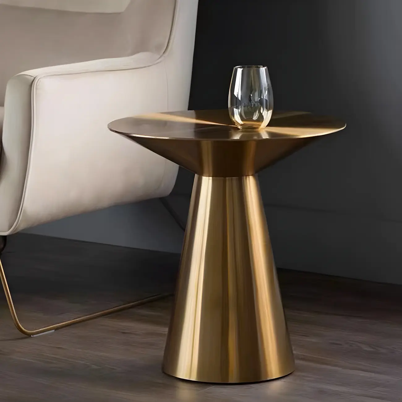 Traditional Golden Round Metal End Table for Living Room Decor Image - 5 | homeyfad