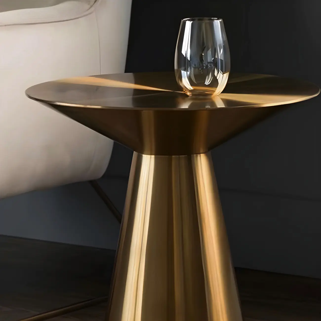 Traditional Golden Round Metal End Table for Living Room Decor Image - 3 | homeyfad