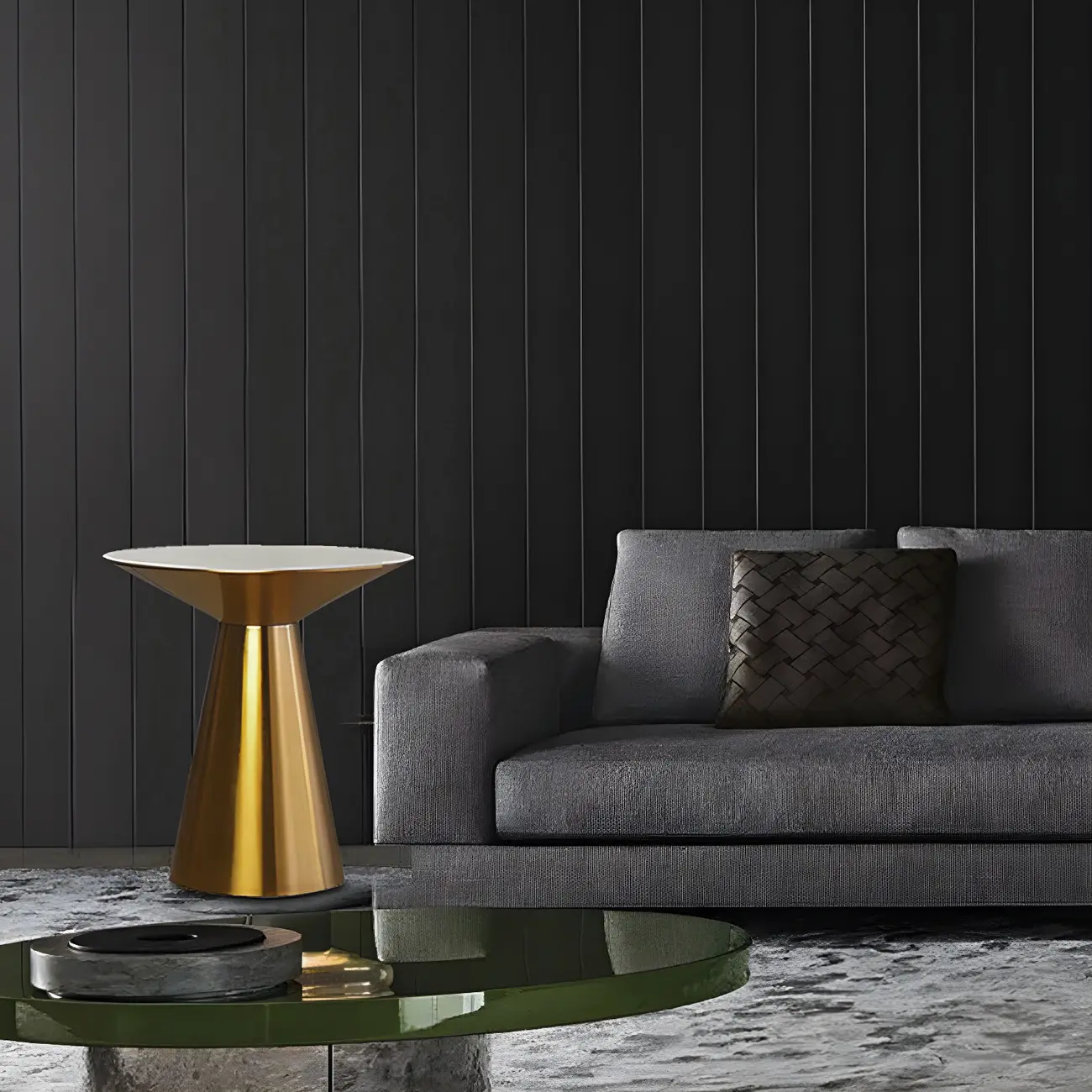 Traditional Golden Round Metal End Table for Living Room Decor Image - 15 | homeyfad