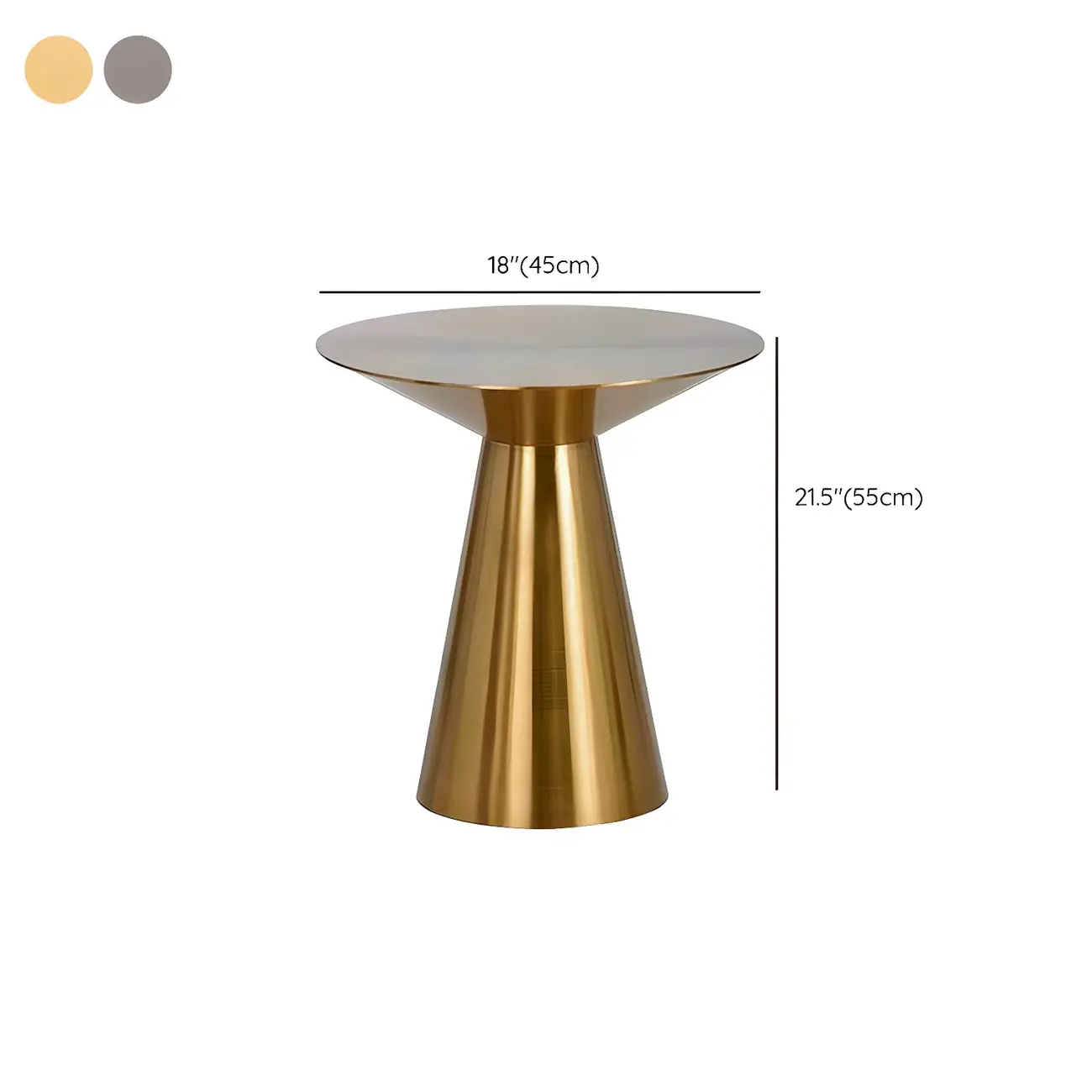 Traditional Golden Round Metal End Table for Living Room Decor #size