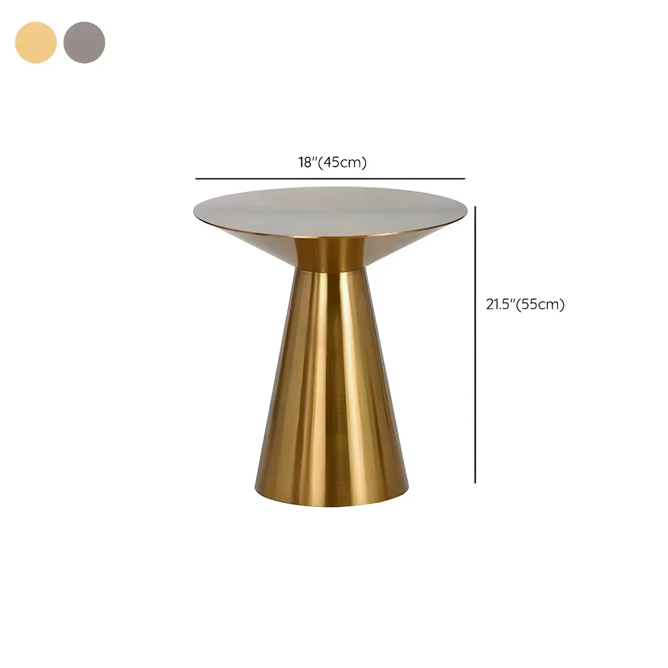 Traditional Golden Round Metal End Table for Living Room Decor #size