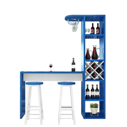 Smoke Tempered Glass Top Pub Table with Open Back Wine Shelf Image - 7
