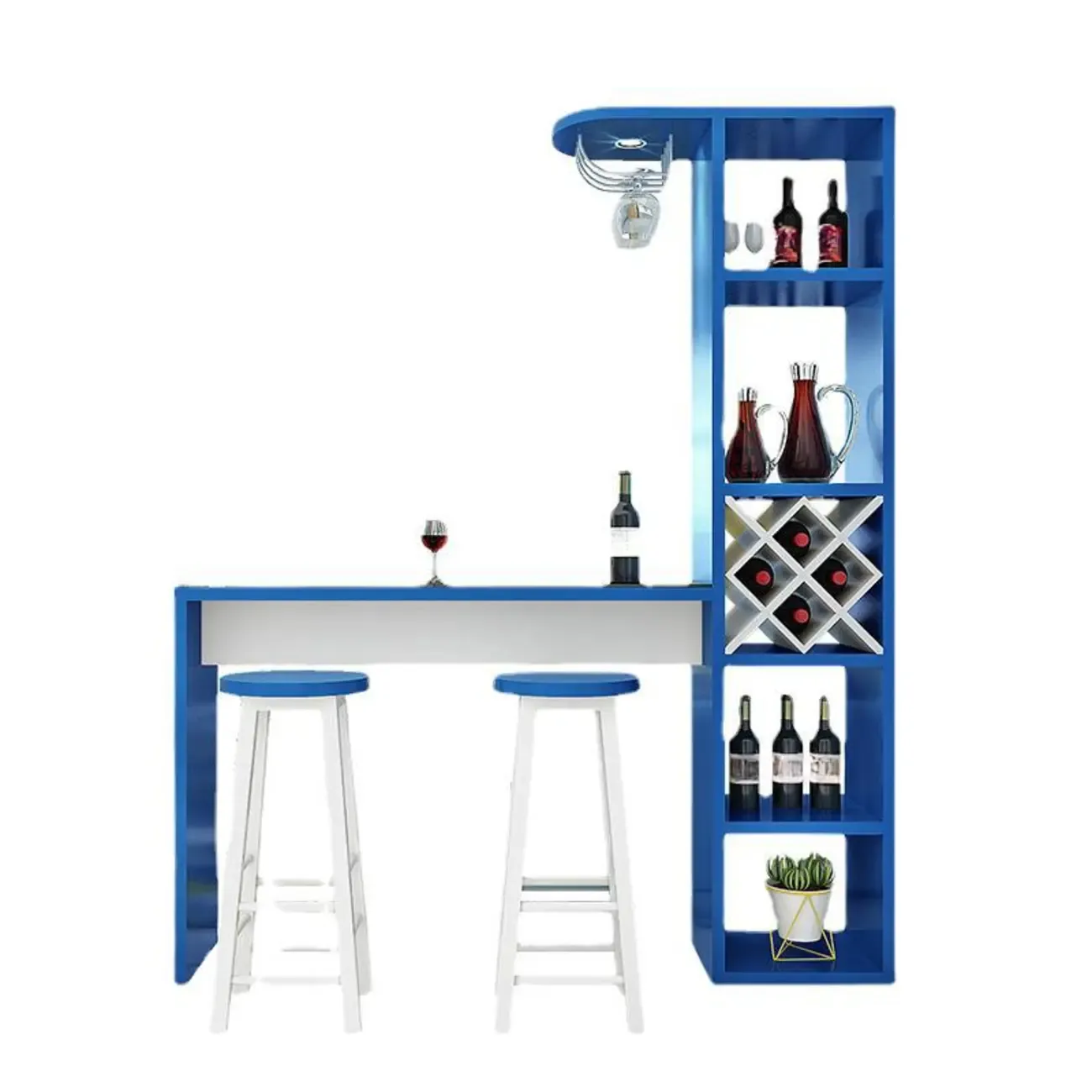Smoke Tempered Glass Top Pub Table with Open Back Wine Shelf Image - 9