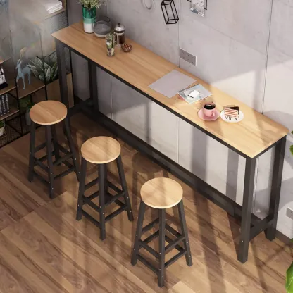Simple White Counter Height Bar Table with Footrest for Home Image - 3