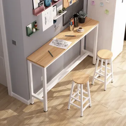 Simple White Counter Height Bar Table with Footrest for Home Image - 8