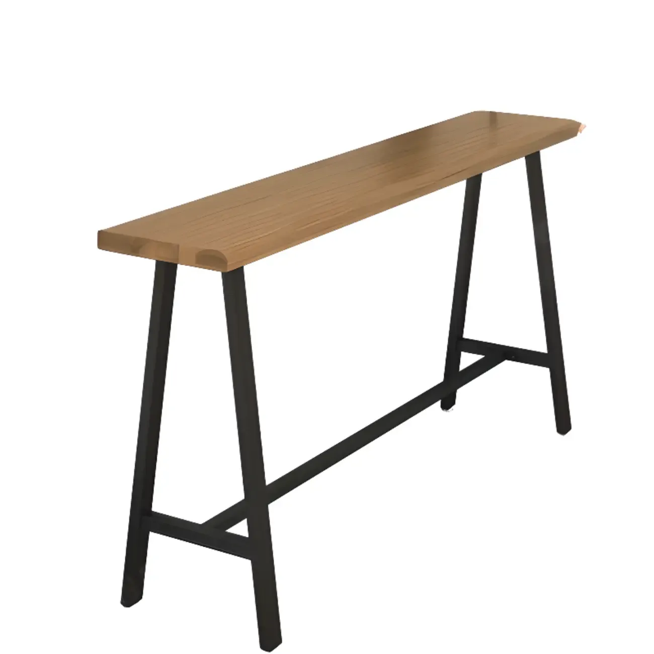 Simple Brown Pine Bar Tables with Footrest Image - 5