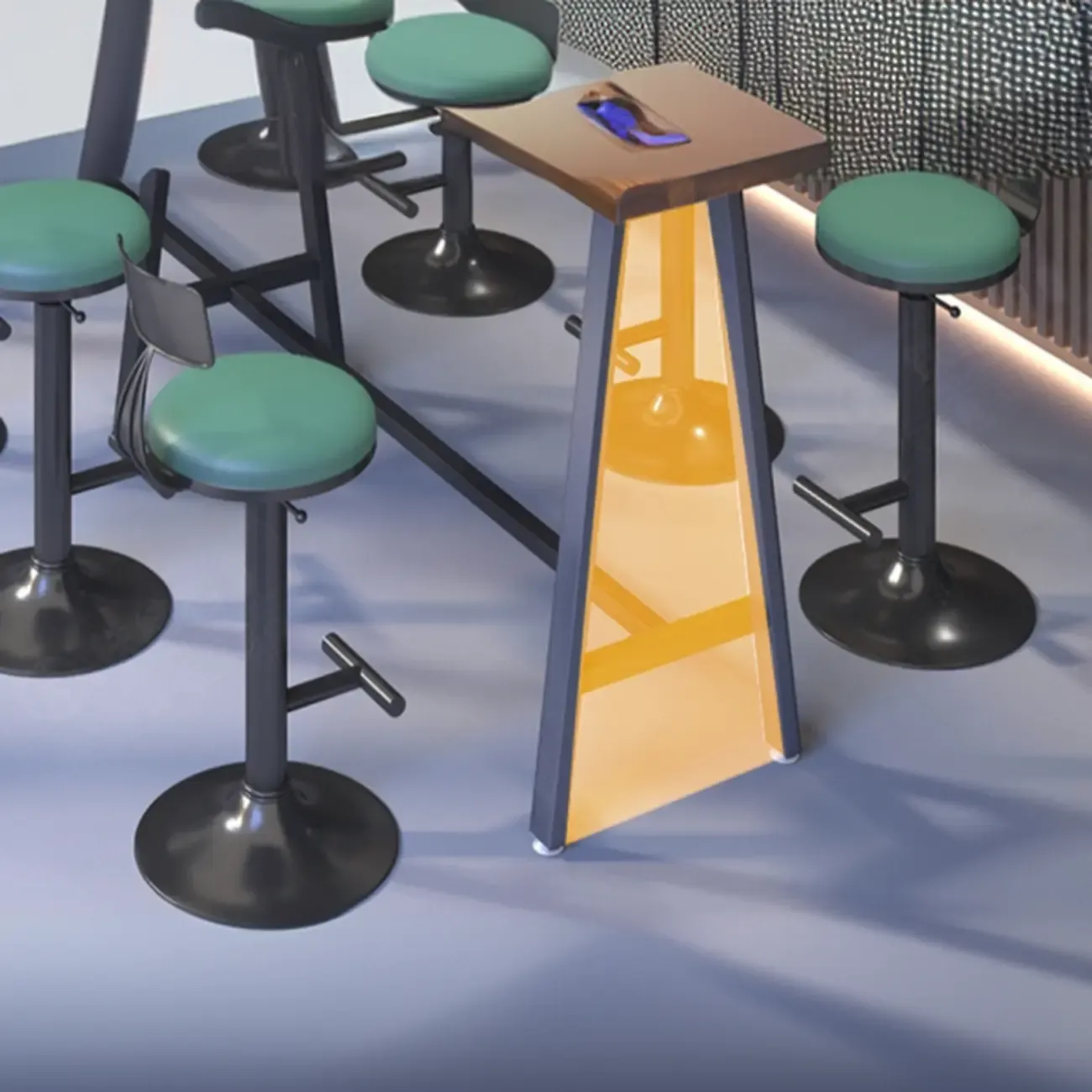 Simple Brown Pine Bar Tables with Footrest Image - 8