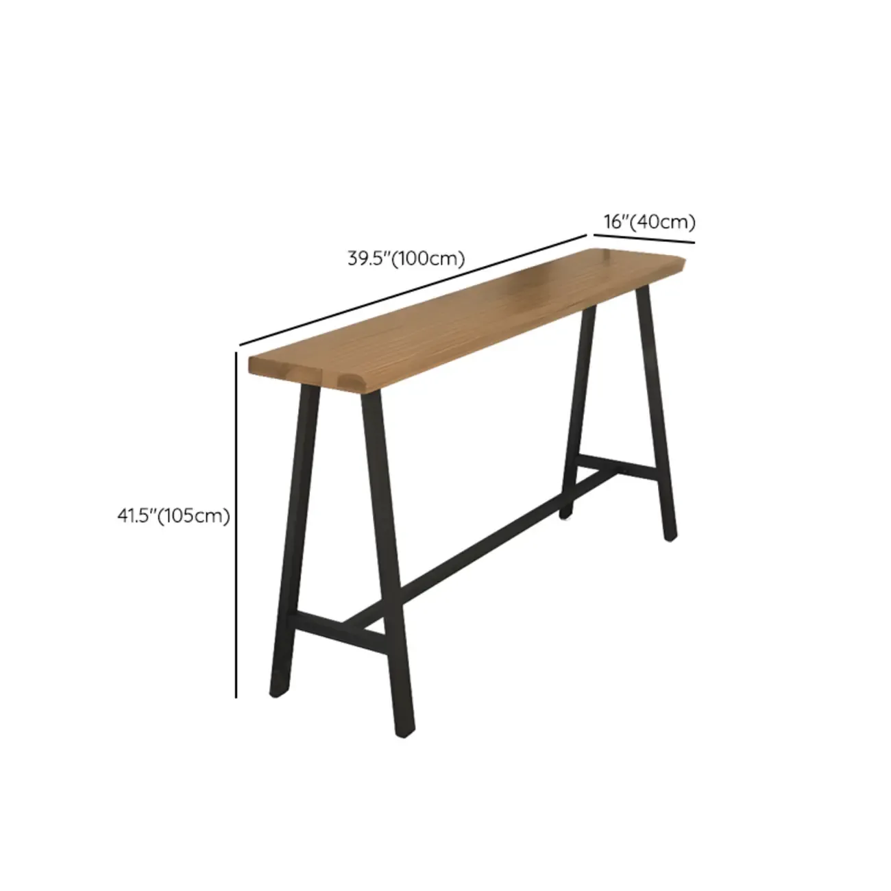 Simple Brown Pine Bar Tables with Footrest #size