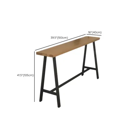 Simple Brown Pine Bar Tables with Footrest #size