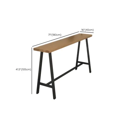 Simple Brown Pine Bar Tables with Footrest Image - 13