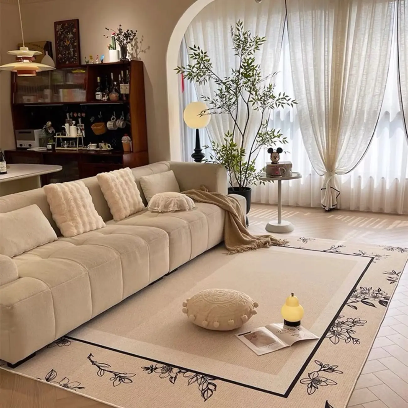 Modern Loop Velvet Floral Rectangular Area Rug Image - 1 | homeyfad