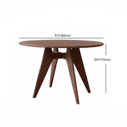 Scandinavian Brown Ash Wood Round Dining Table #size