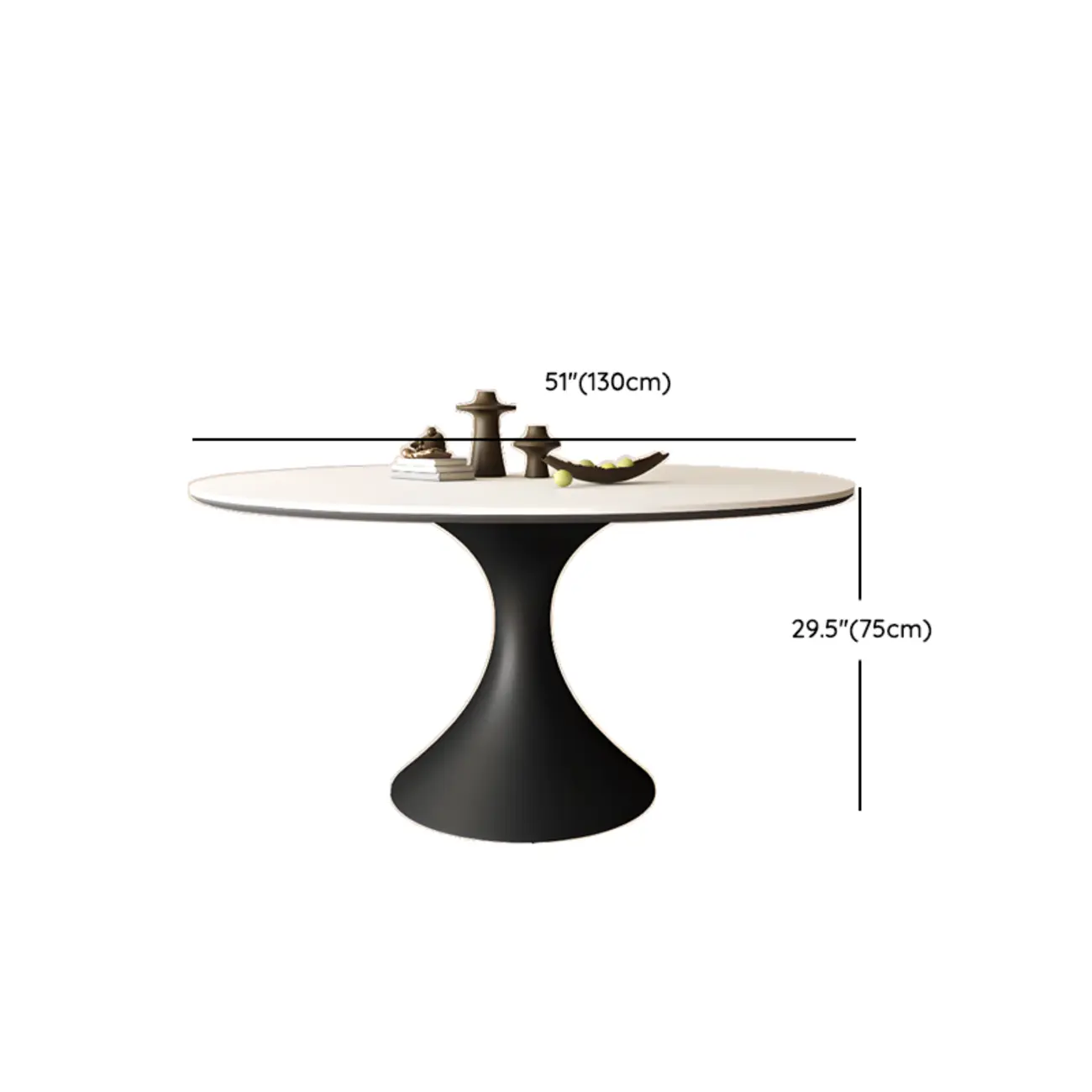 Modern Black Pedestal White Stone Top Round Dining Table Image - 13 | homeyfad