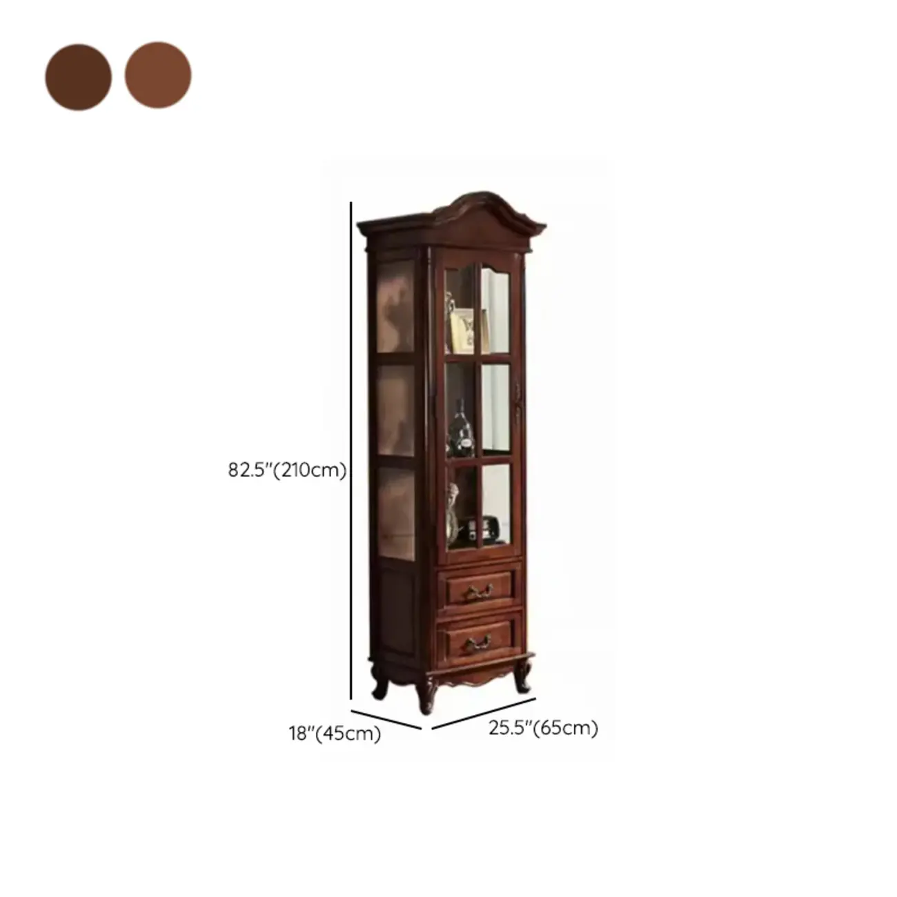 Antique Nut-Brown Wooden Glass Display Storage Cabinet #size | homeyfad
