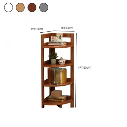 Narrow 4-Tier 	Nut-Brown Wood Corner Bookcase #size