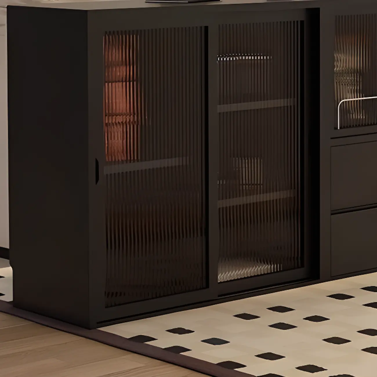 Black Short Cube Wood Bookshelf with Drawers Cabinet Image - 7 | homeyfad