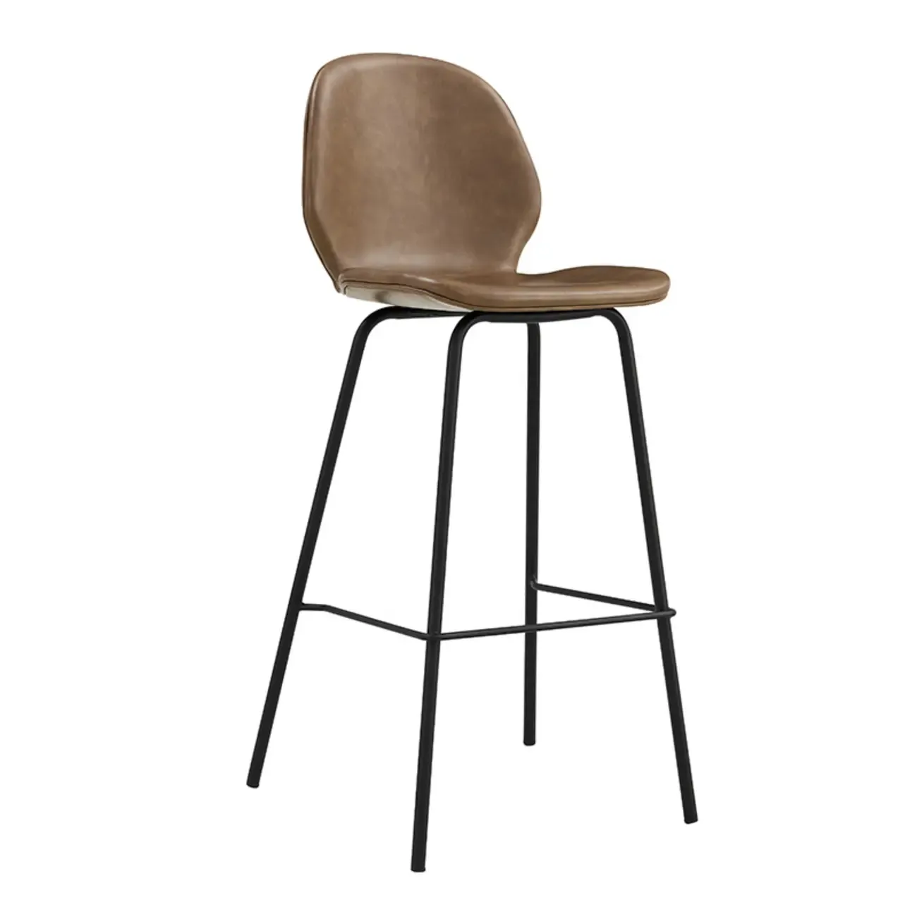 Modern Metal Frame Leather Saddle Bar Stool with Wingback Image - 10