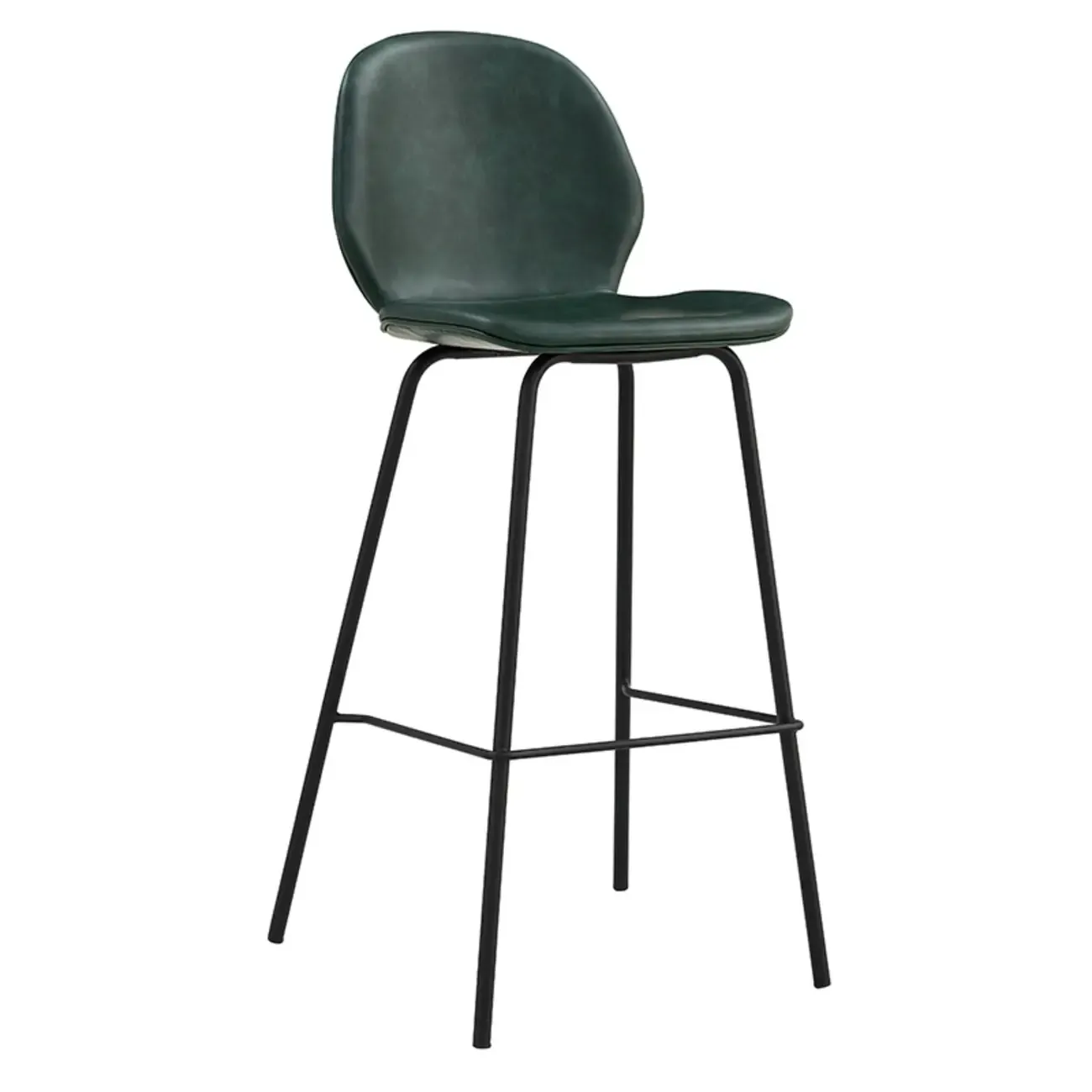 Modern Metal Frame Leather Saddle Bar Stool with Wingback Image - 11
