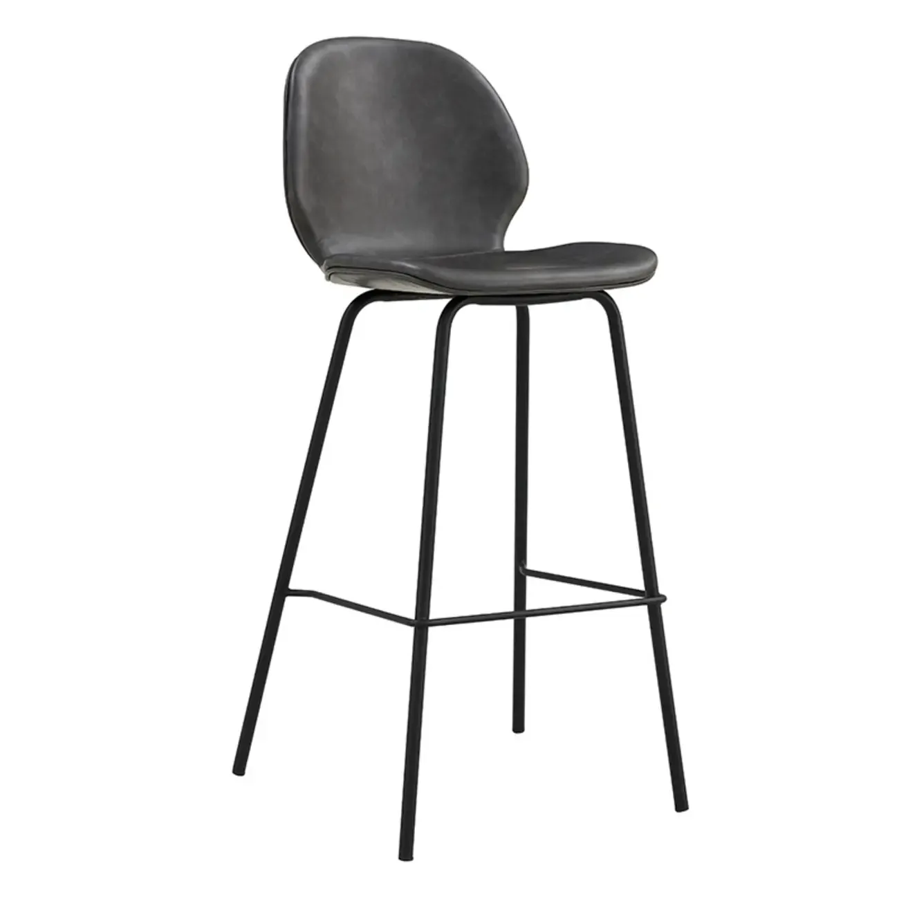 Modern Metal Frame Leather Saddle Bar Stool with Wingback Image - 13