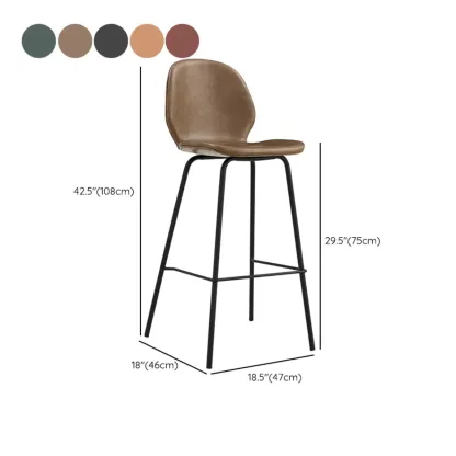 Modern Metal Frame Leather Saddle Bar Stool with Wingback Image - 9