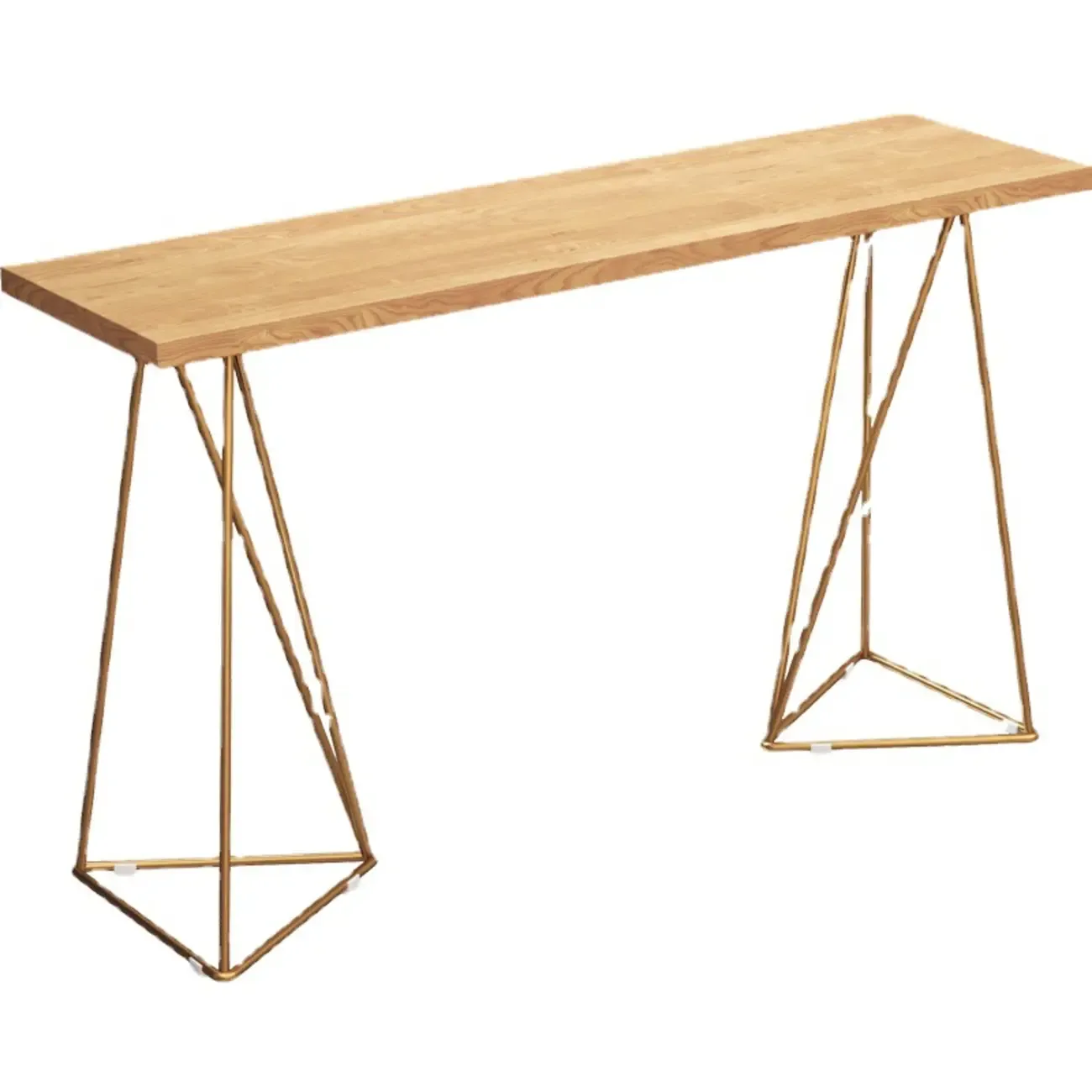 Glam Natural Finish Wooden Fixed Top Bar Tables Image - 5