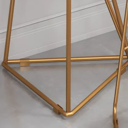 Glam Natural Finish Wooden Fixed Top Bar Tables Image - 7