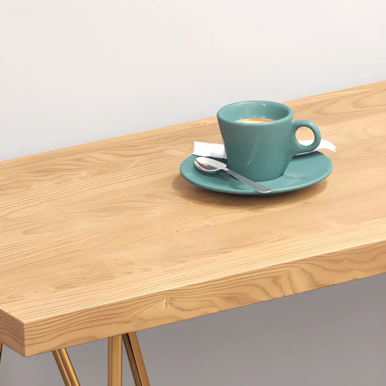 Glam Natural Finish Wooden Fixed Top Bar Tables Image - 8