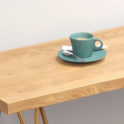 Glam Natural Finish Wooden Fixed Top Bar Tables Image - 8