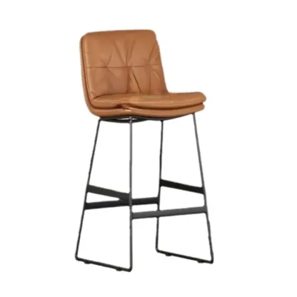 Saddle Metal Frame Leather Counter Bar Stools with Back Image - 15