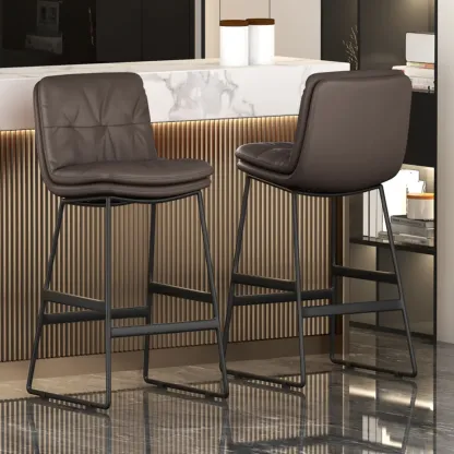 Saddle Metal Frame Leather Counter Bar Stools with Back Image - 4