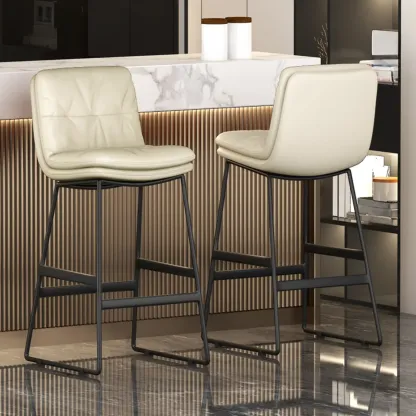 Saddle Metal Frame Leather Counter Bar Stools with Back Image - 5