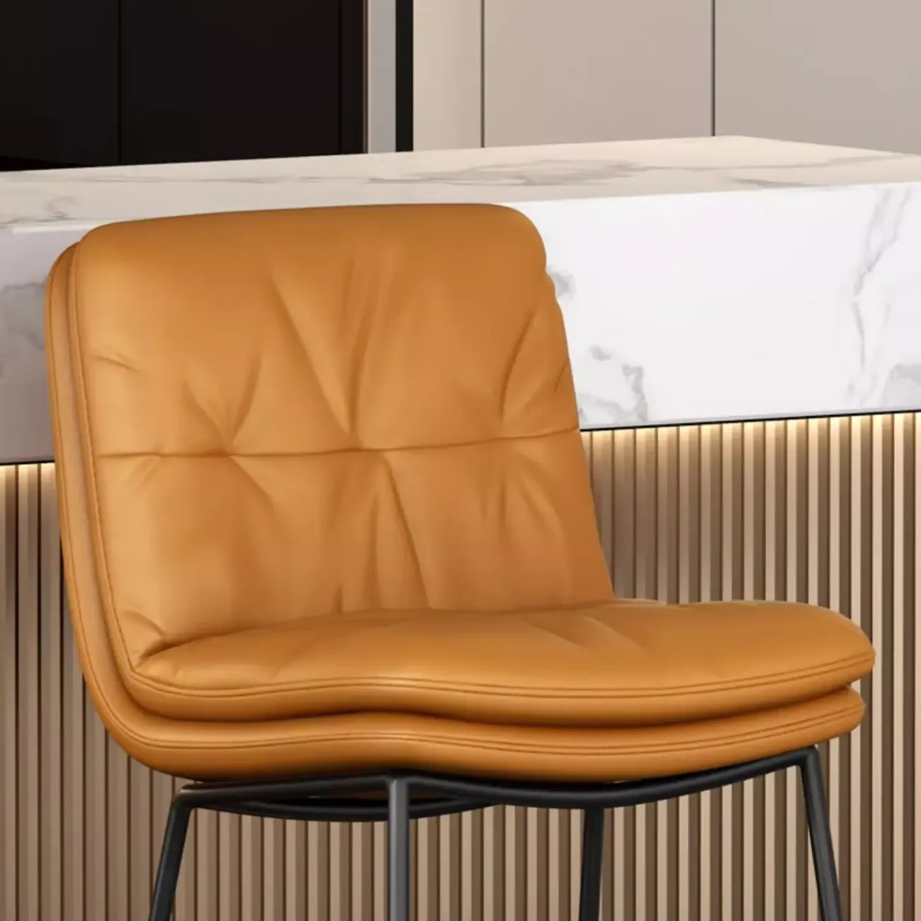 Saddle Metal Frame Leather Counter Bar Stools with Back Image - 12