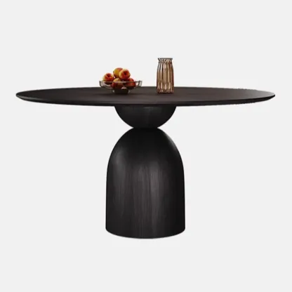 Modern Walnut Solid Wood Round Dining Table Image - 5