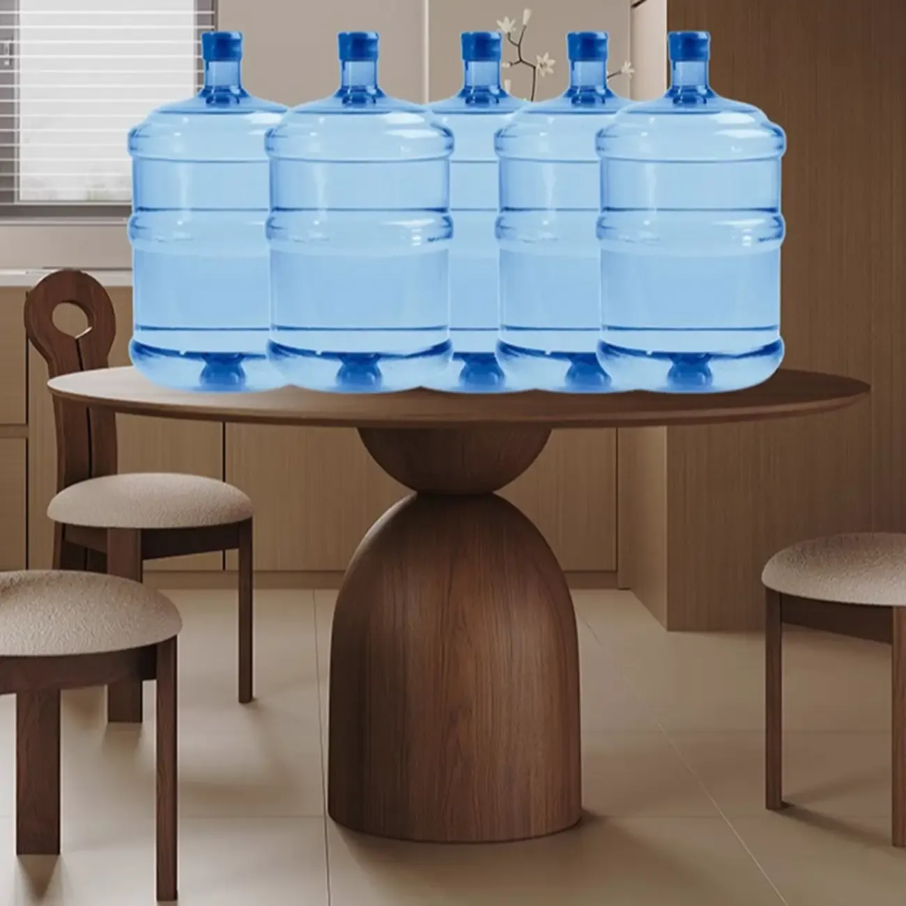 Modern Walnut Solid Wood Round Dining Table Image - 7