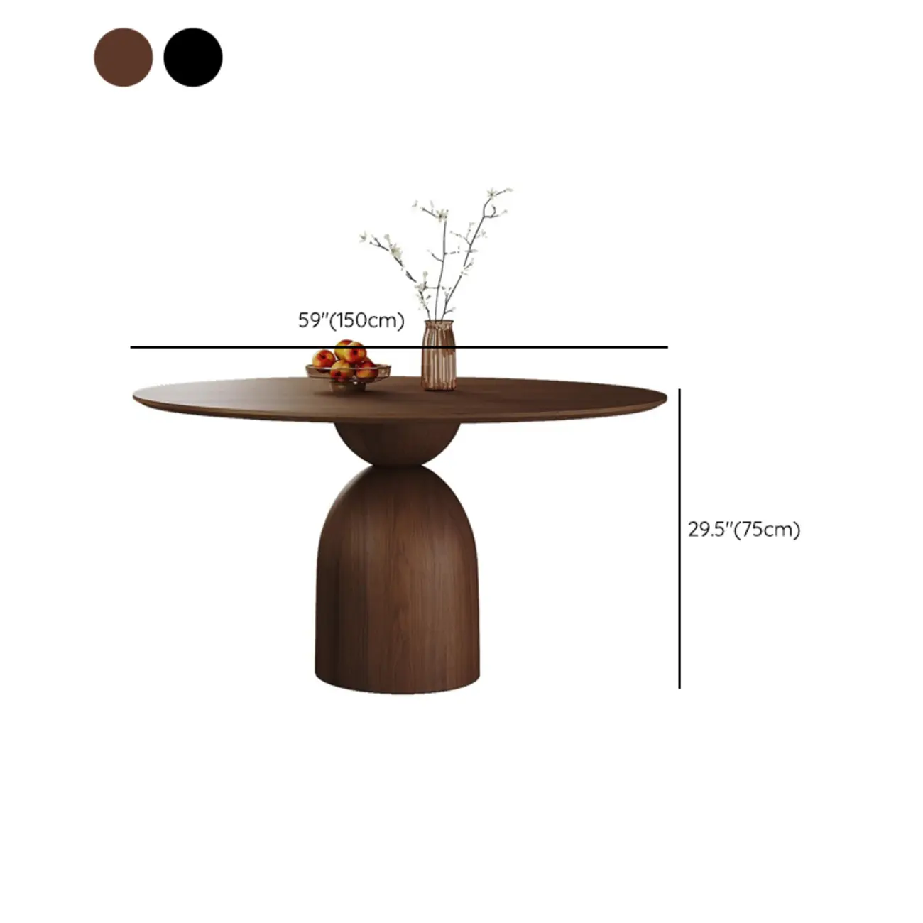 Modern Walnut Solid Wood Round Dining Table Image - 11 | homeyfad
