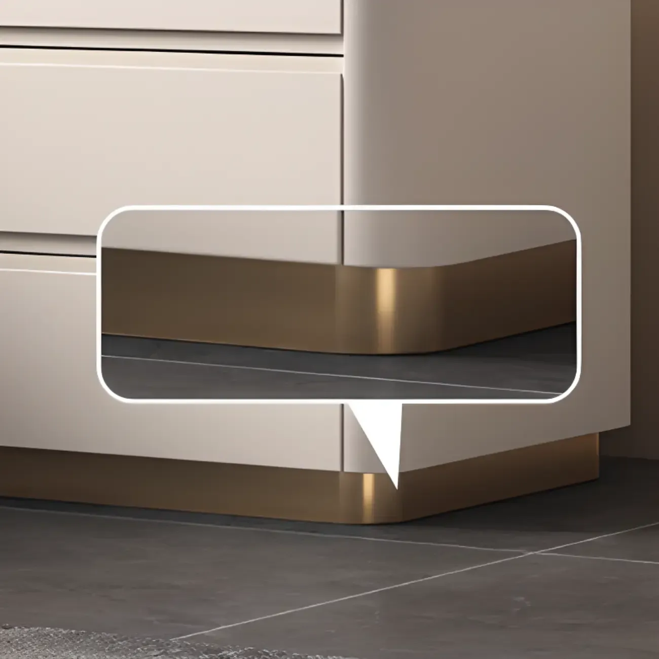 Modern Faux Marble Top Wood 3-Drawer Nightstand Image - 8