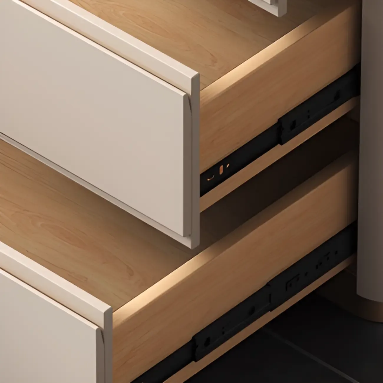 Modern Faux Marble Top Wood 3-Drawer Nightstand Image - 10