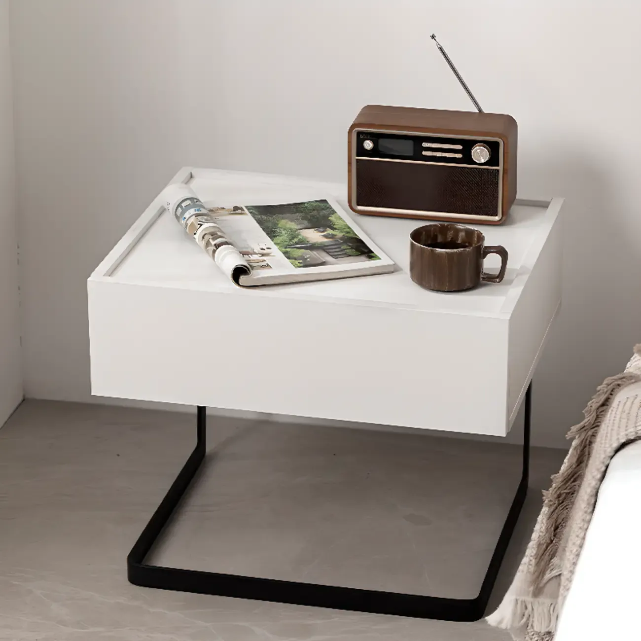 Modern Black Wood Compact Drawer Nightstand Image - 2