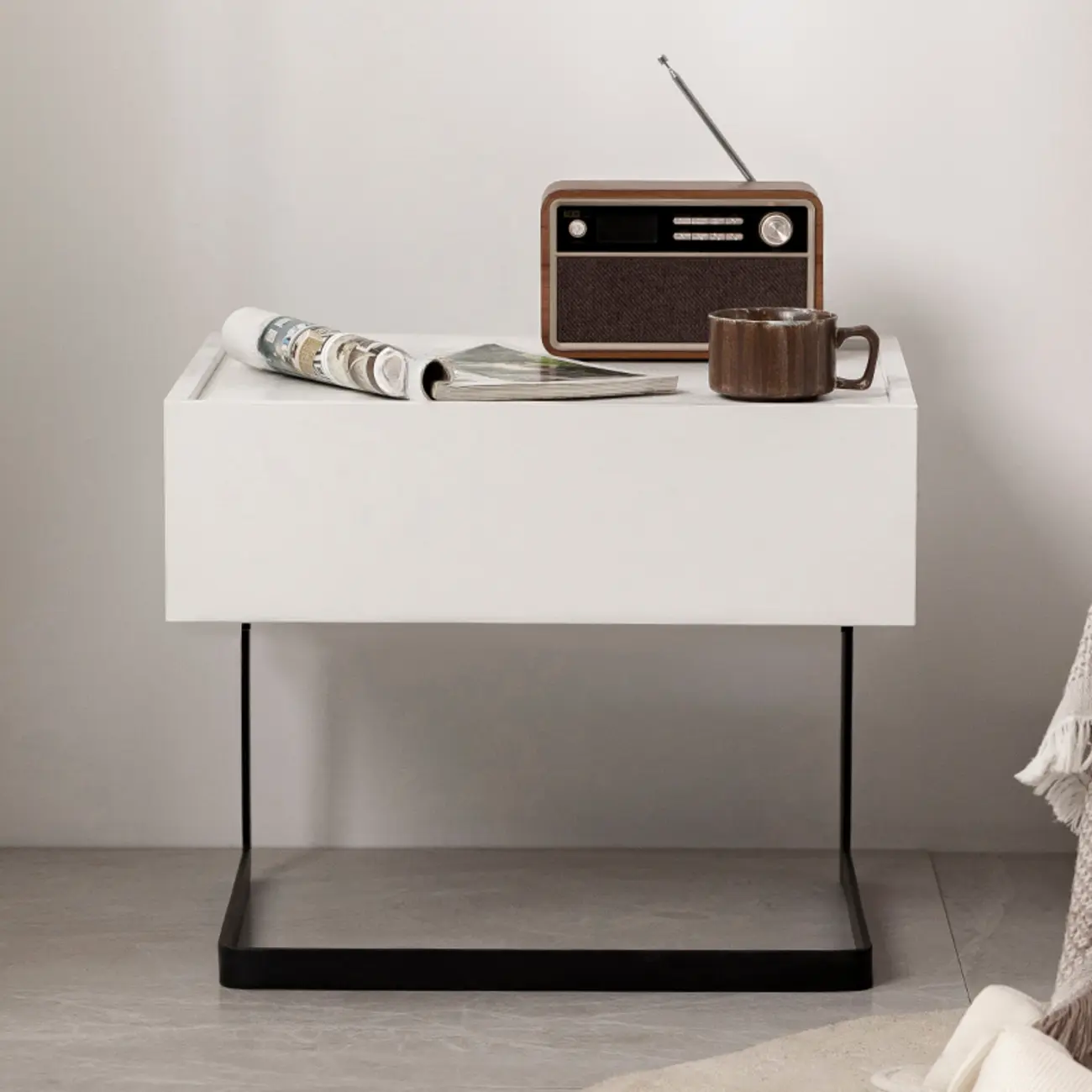 Modern Black Wood Compact Drawer Nightstand Image - 4 | homeyfad