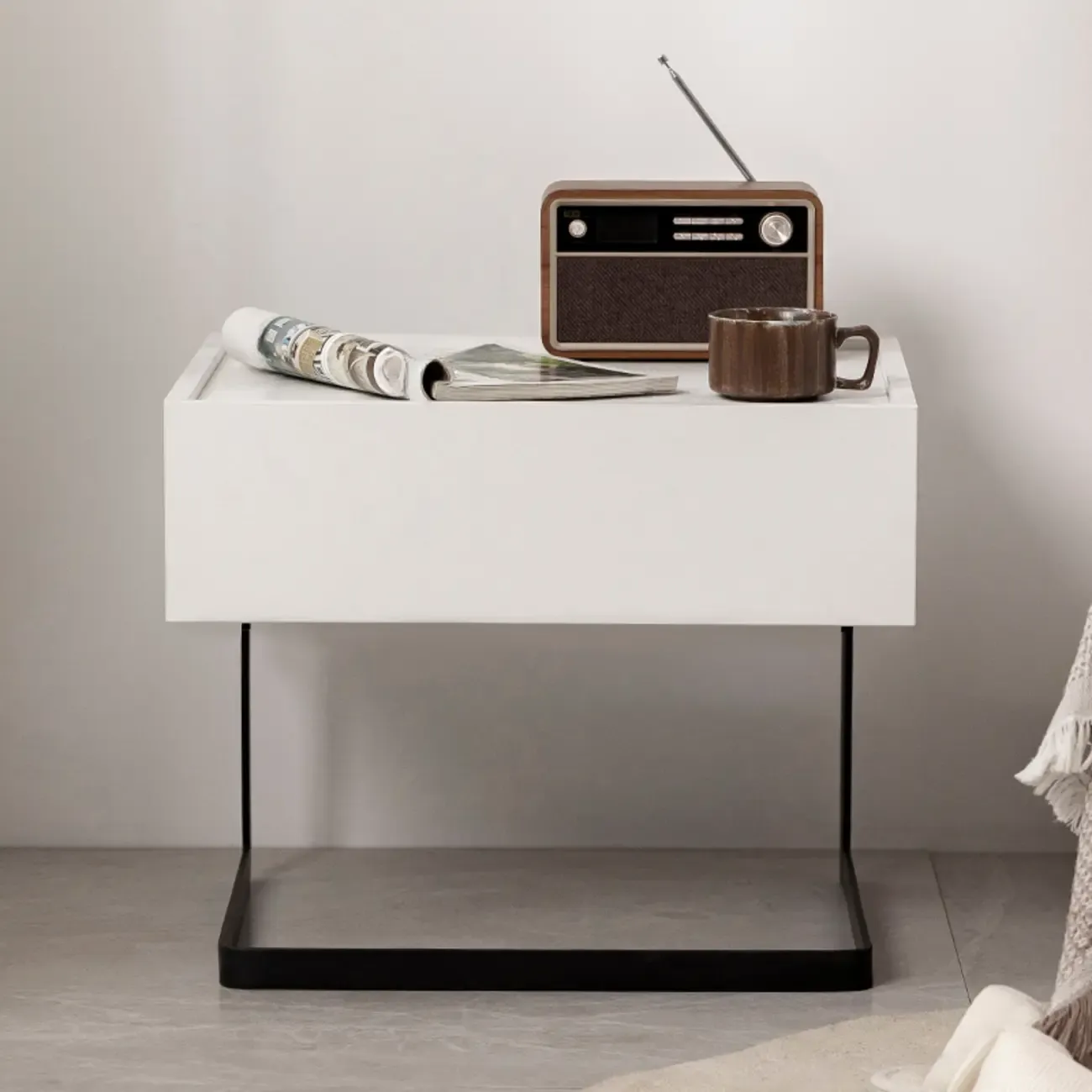 Modern Black Wood Compact Drawer Nightstand Image - 4