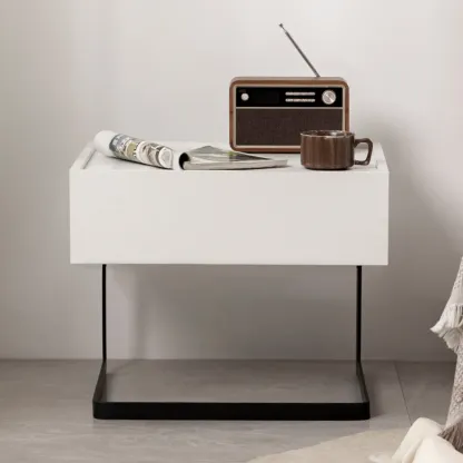 Modern Black Wood Compact Drawer Nightstand Image - 4