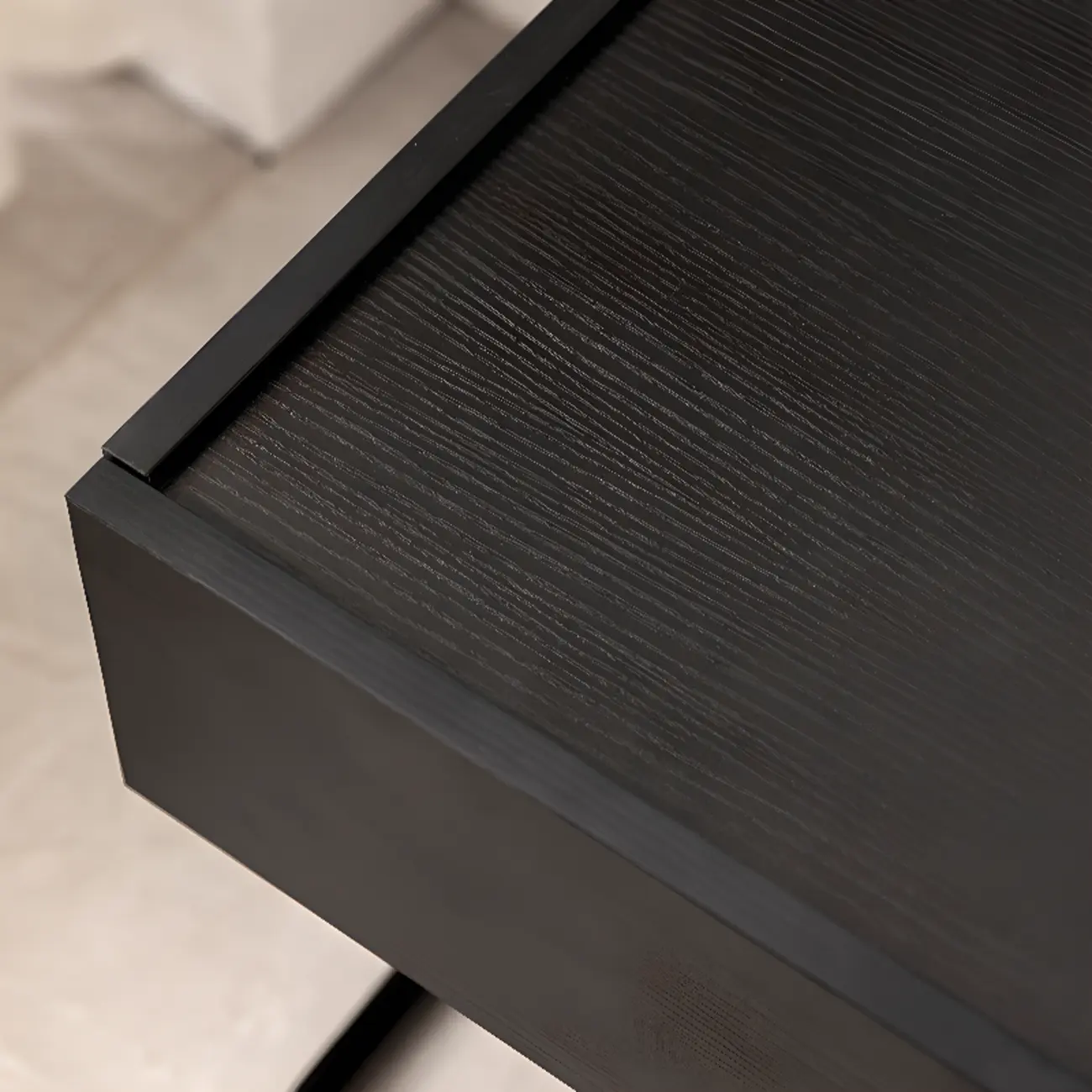 Modern Black Wood Compact Drawer Nightstand Image - 8 | homeyfad