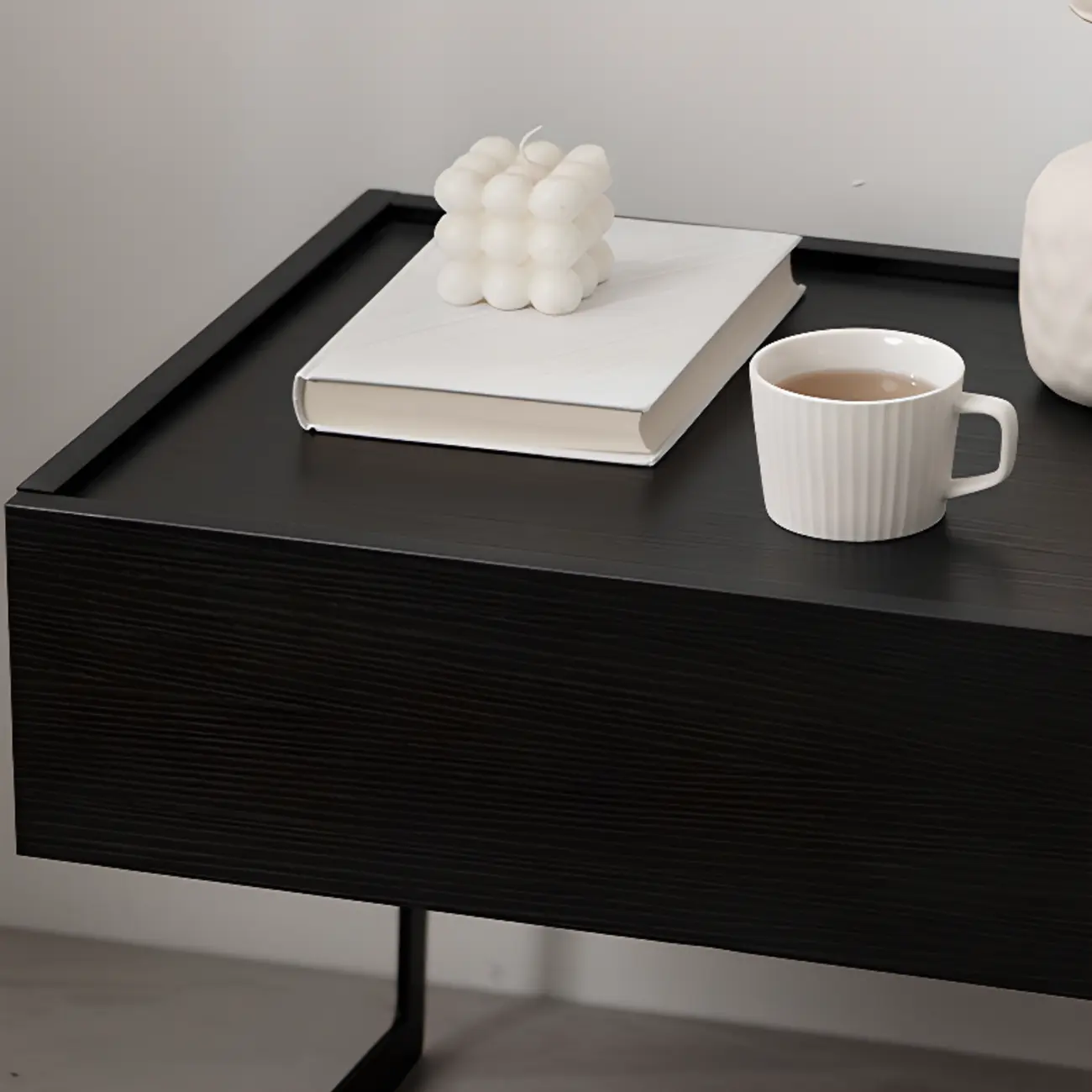 Modern Black Wood Compact Drawer Nightstand Image - 10 | homeyfad