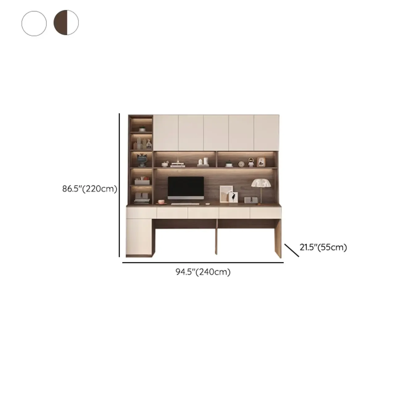 Minimalist White Wooden Computer Desk with Hutch & Storage Image - 24