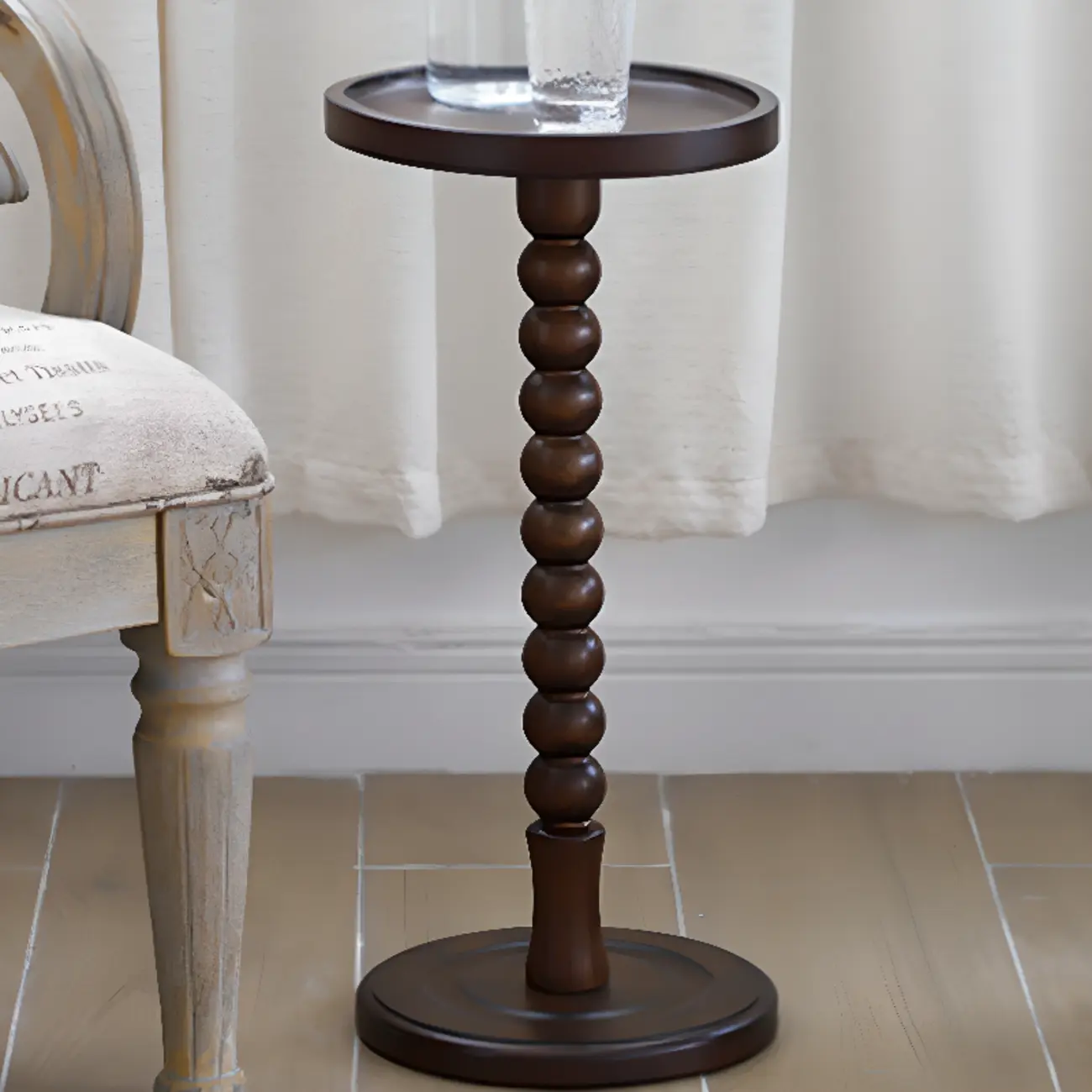 Modern Wood Small End Table with Spindle Base for Living Room Image - 1 | homeyfad