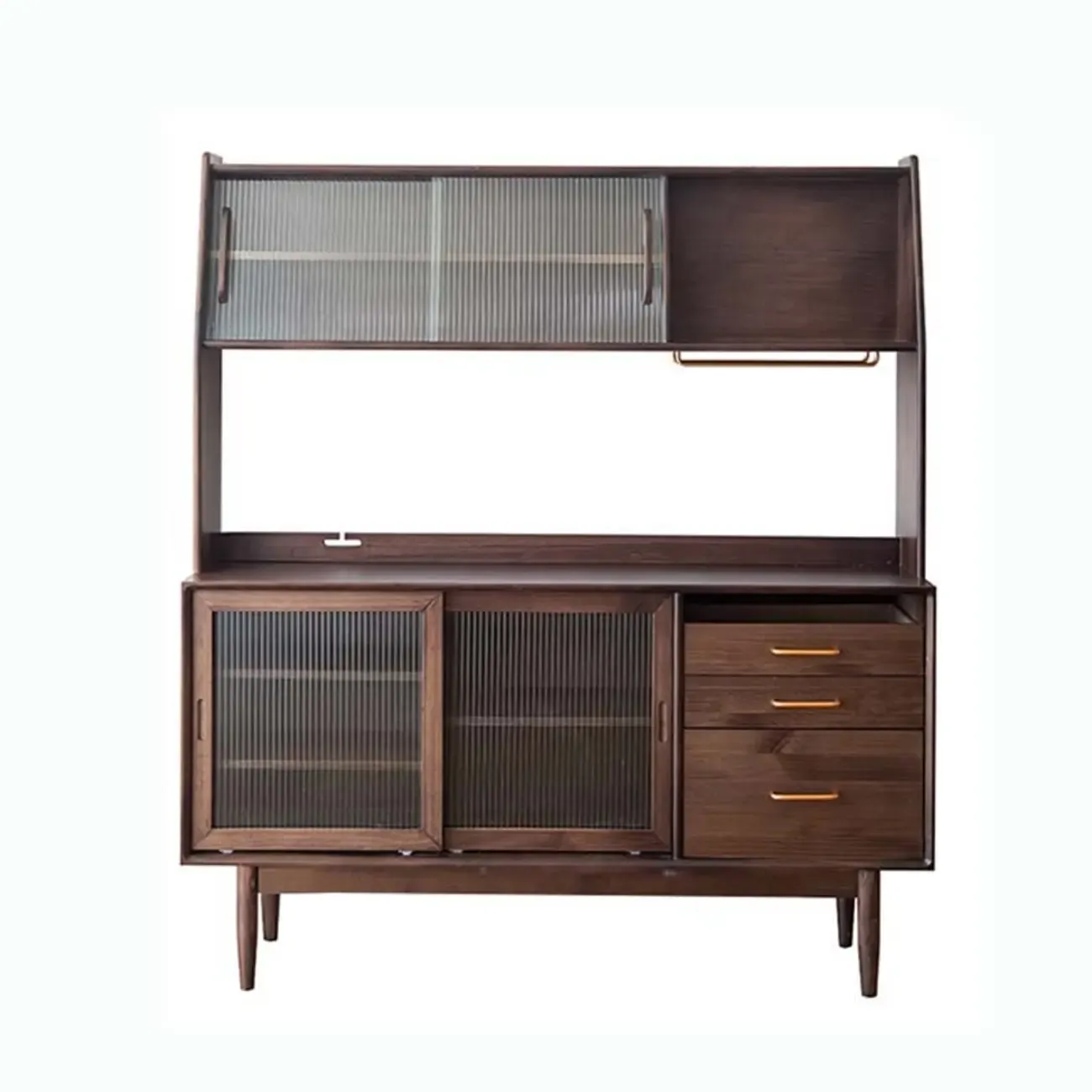 Natural Wooden 3-Drawer Sliding Door Buffet Cabinet Image - 6